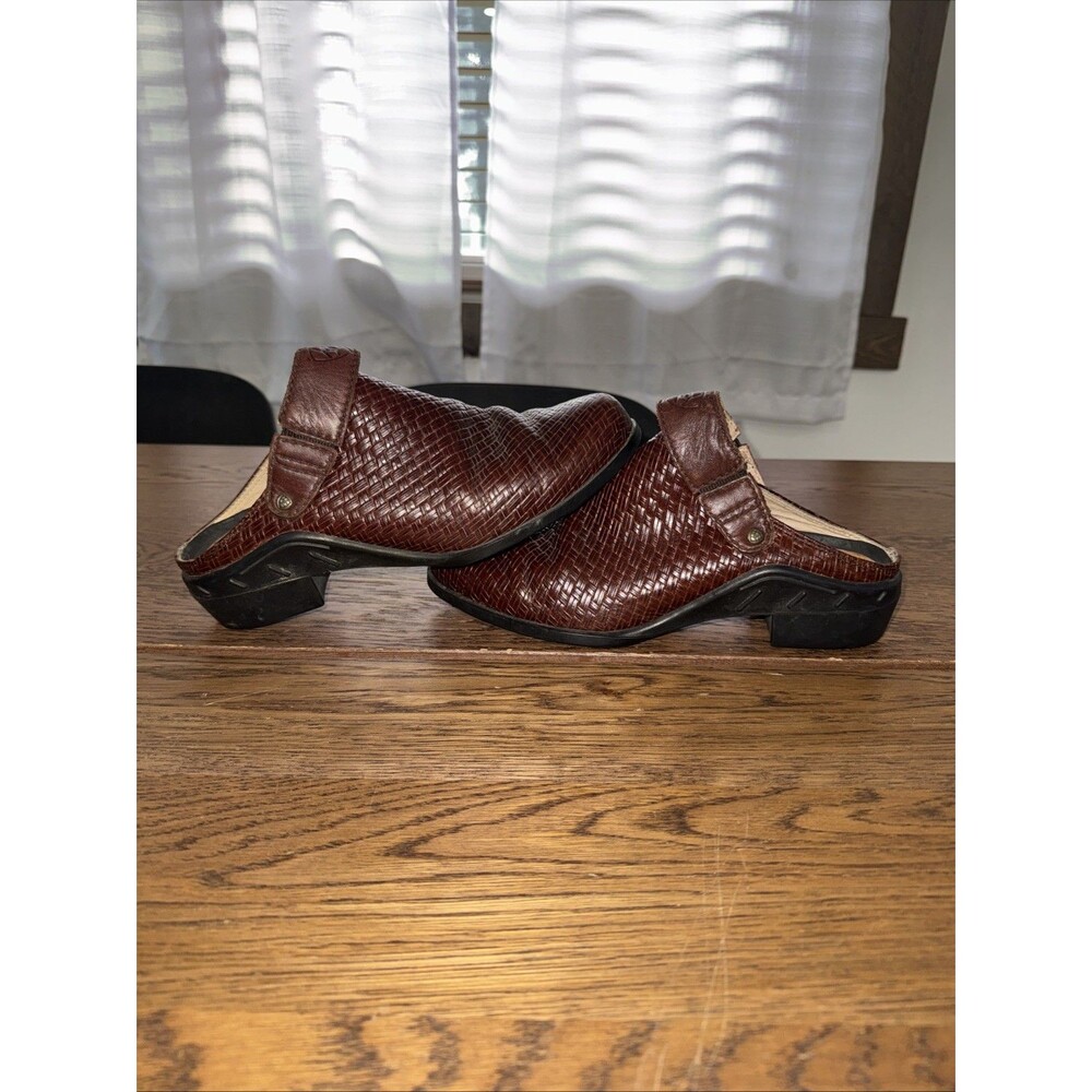 Ariat Woven Leather Clogs Mules Womens Size 9.5 Brown Western Slip On